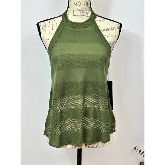 MPG Sport Halter Sleeveless Partial See Through Tank Top Allude S - Picture 3 of 11